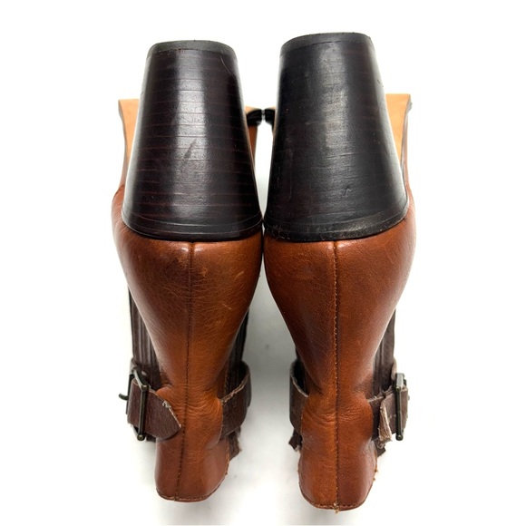 Dolce Vita Blocked Heeled Leather Ankle Boots With Adjustable Straps Cognac 8.5 - Picture 5 of 16